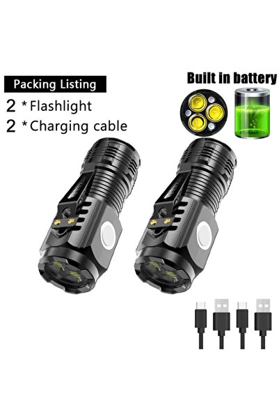 Choice مصباح يدوي أسود مكون من قطعتين، مزود بثلاثة مصابيح LED فائقة السطوع، ص...