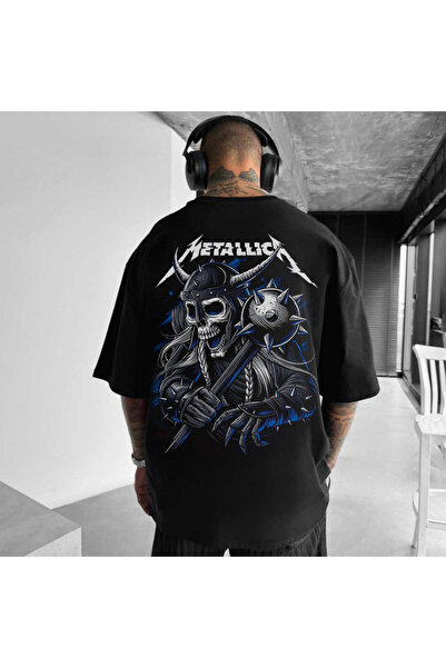 Kartier Tricou Negru Oversize Viking Skeleton