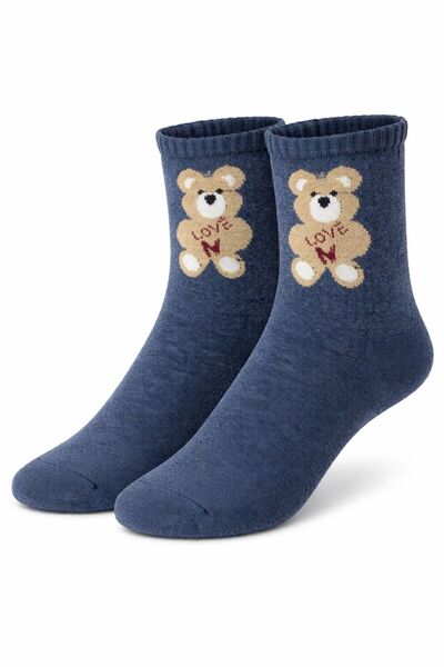 İpeksi Teddy Bear Patterned Seamless Cotton Combed Socks