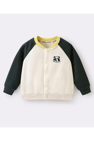 SAPS Panda Embroidered Full Sleeves Sweatshirt - White/Black