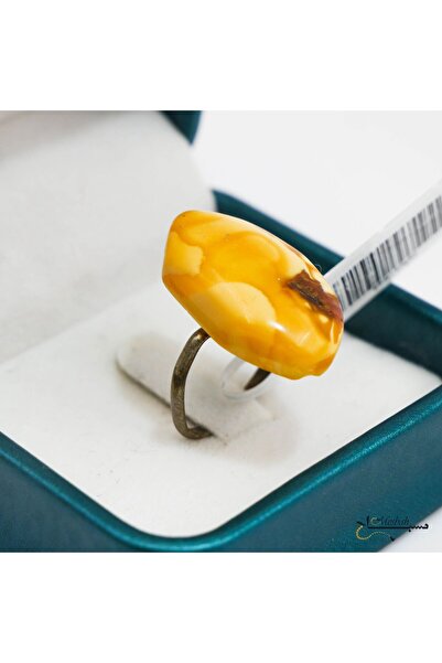 Generic خاتم كهرماني عتيق مصنوع يدويًا – حجر كهرماني طبيعي من بحر البلطيق – خ...