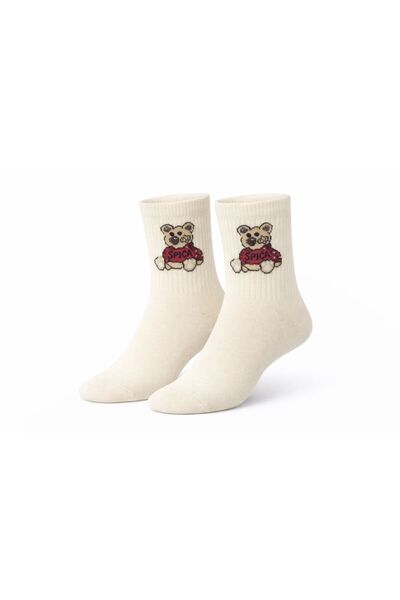 İpeksi Teddy Bear Patterned Seamless Cotton Combed Socks