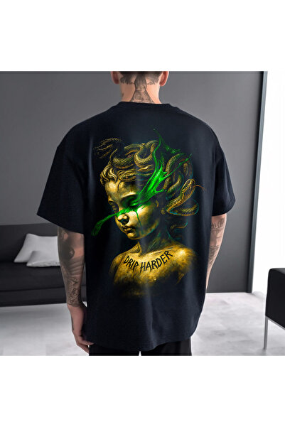 Kartier Tricou Negru Oversize Drip Harder - Copie