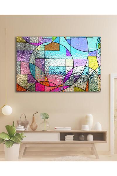idealizbiz Tablou abstract din sticlă cu aspect de vitraliu, modern, pentru a...