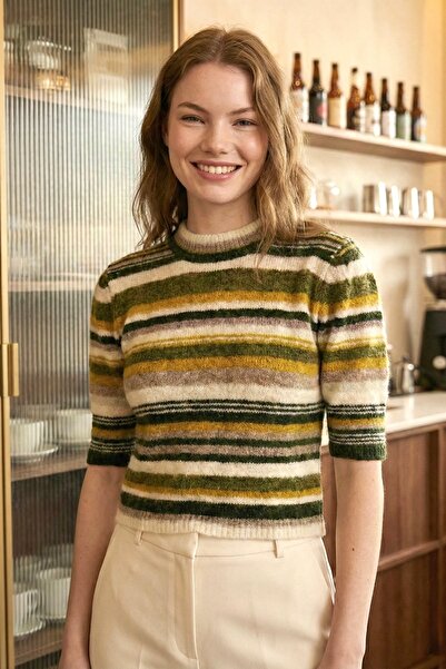 lamea Crew Neck Striped Seasonal Casual Women's Knitwear Sweater