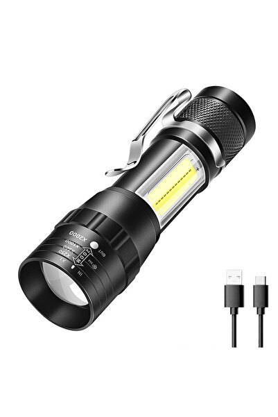 Heinast ZOOM 1PC Portable LED+COB Rechargeable Compact Telescopic Zoom Tactic...
