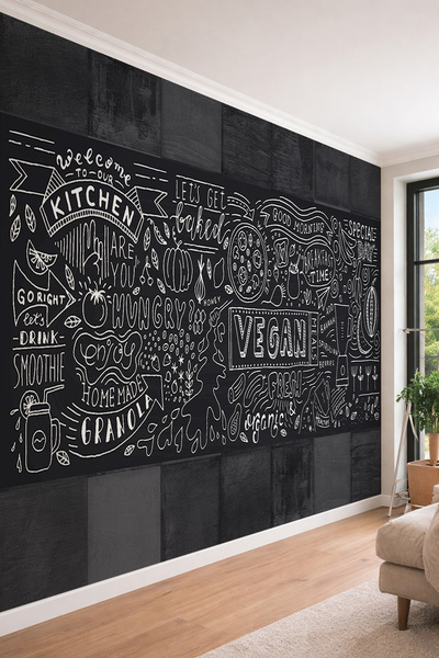 dreamwall Menü Yazı Desenli Tekstil Duvar Kağıdı Kafe ve Ofis Dekoru
