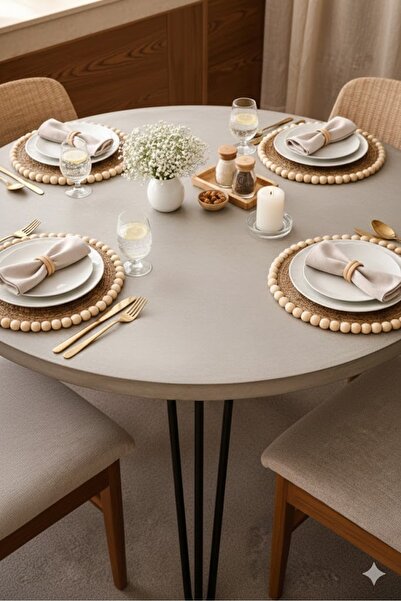 Gogoey Suport de masă din paie de iută, cu mărgele din lemn, șnur de iută, 2 ...