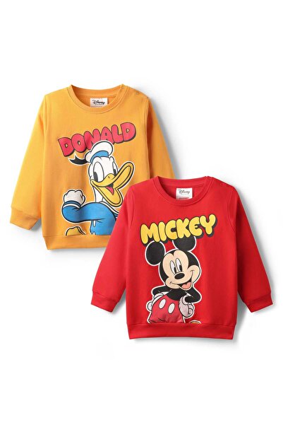 Babyhug Disney كنزات رياضية بأكمام منسدلة بتصميم ميكي ودونالد داك، عبوة من قط...