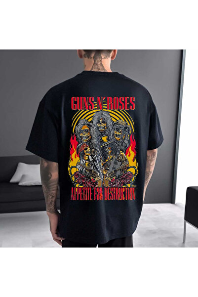 Kartier Tricou Negru Oversize Guns And Roses Appetite