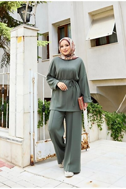 MEBA Women's Islamic Clothing Modal Fabric Rope Tie Detail Crew Neck Tunic To...