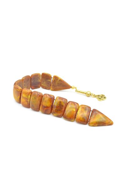 Murty99 Coarse Grain Marbled Green Orange Powder Amber Fish Prayer Beads