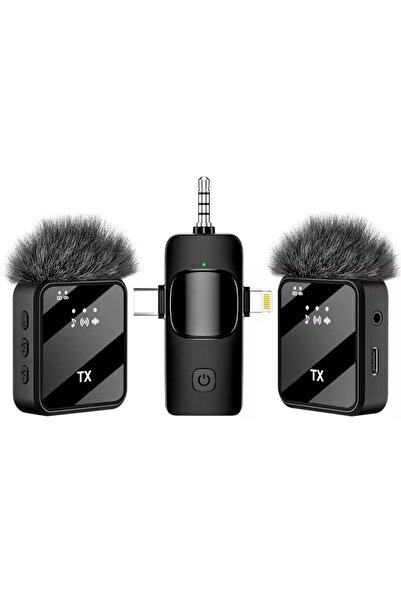 XTRIKE ME İkili Kablosuz Yaka Mikrofonu 2.4G Bluetooth 5.1 iPhone Type-C ve K...