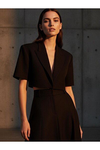 RİVUS Modern Fit Short Blazer Jacket - Black