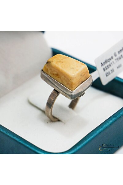 Generic خاتم من الكهرمان الطبيعي - مصنوع يدويًا