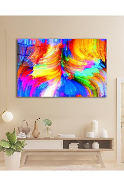 idealizbiz Pictură abstractă colorată pe sticlă, modernă, pentru acasă, birou...