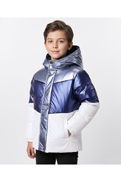 Pine kids Woven Full Sleeves Padded Jacket with Detachable Hood - Navy Blue &...