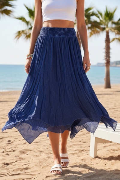 Chiccy Μπλε ναυτικό με φόδρα, πλενόμενη, με κρόσσια, ελαστική μέση, casual βα...