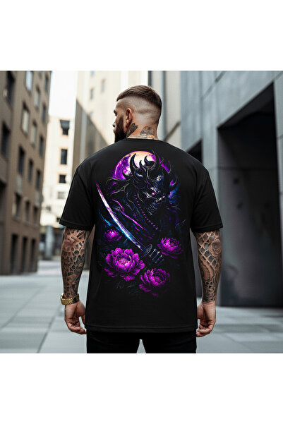 Kartier Tricou Negru Oversize Musashi Peony