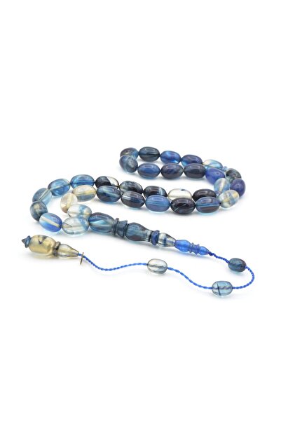 Murty99 سبحة من العنبر الأزرق والأسود المقطوع من نوع بيزي، موقعة بتوقيع محمد ...