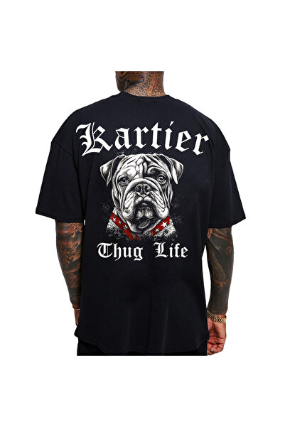 Kartier Tricou Negru Oversize Thug Life