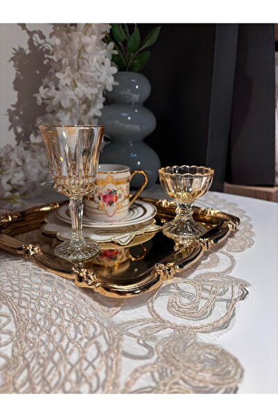 zaTen Pazar Premium Bal Rengi 12 Parça İkram Seti - 6 Kişilik Kristal Kesim S...