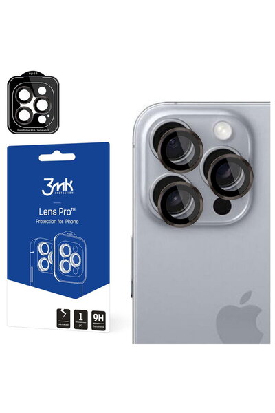 3MK Folie pentru iPhone 16 Pro / iPhone 16 Pro Max - Protecție lentile - Gri ...