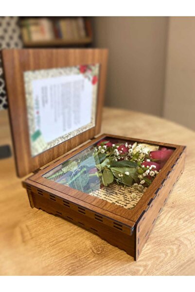 Tasarım Hatıra Kutusu, Çiçek Kutusu, Anı Çiçek Kutusu ( Ceviz Renk)