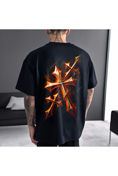 Kartier Tricou Negru Oversize Cross