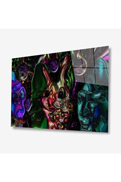 idealizbiz Pictură abstractă din sticlă cu pisici, sticlă temperată durabilă ...