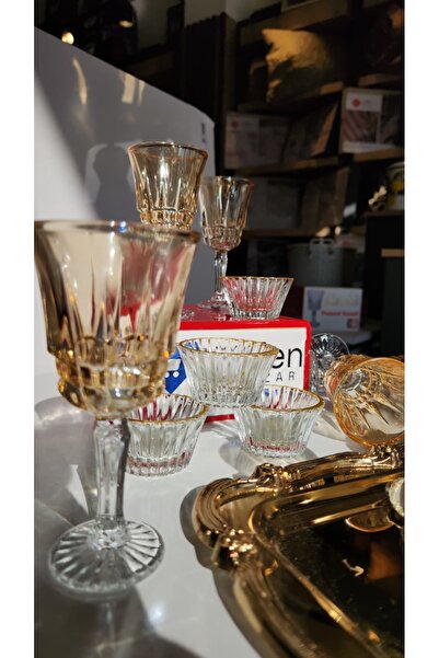 zaTen Pazar 12-Piece Luxury Coffee Presentation Set - 6-Piece Footed Coffee Side Cups and 6-Piece Gilded Mini Turkish Delight Bowls Set
