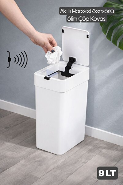 Funny Life Akıllı Hareket Sensörlü Sessiz Kapanan Slim Çöp Kovası - Mutfak Ba...