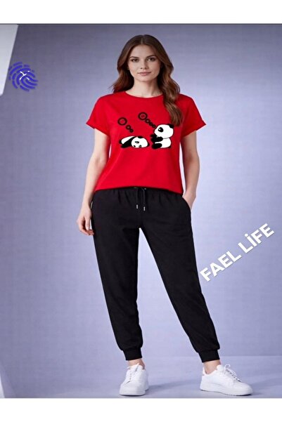 FAEL LİFE طقم رياضي واسع القصة للرجال/النساء مطبوع عليه TENBEL PANDA