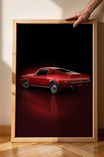 Saturn Ford Mustang Fastback Framed Painting Men's Room and Garage Decor Clas...