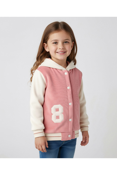 Pine kids Woven Full Sleeves Hooded Sweatjacket With Number Embroidery - Pink