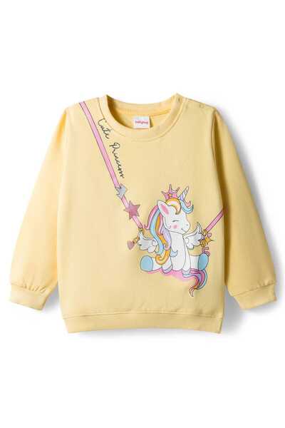 Babyhug Cotton Knit Full Sleeves Sweatshirt with Unicorn Graphics - Yellow
