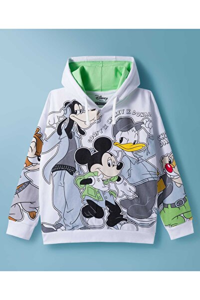 Pine Kids Disney Terry Knit Drop Shoulder Full Sleeves Sweatshirt Mickey Mous...