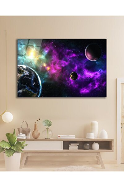 idealizbiz Pictură abstractă în sticlă spațială, modernă, pentru acasă, birou...