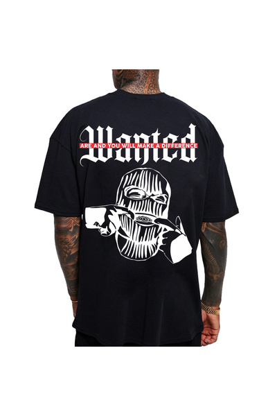 Kartier Tricou Negru Oversize Wanted