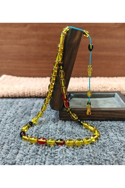 İnan Tesbih Fire-Red Barley Cut Ringed Model Handcrafted Tesbi̇h