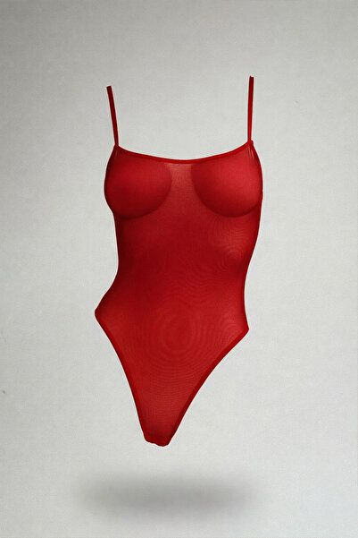 C&City Κορμάκι από τούλι σε κόκκινο χρώμα