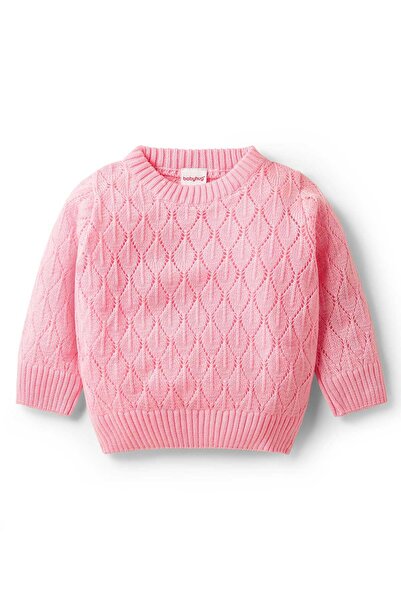 Babyhug Knit Full Sleeves Pullover Sweater with Knitted Design - Pink