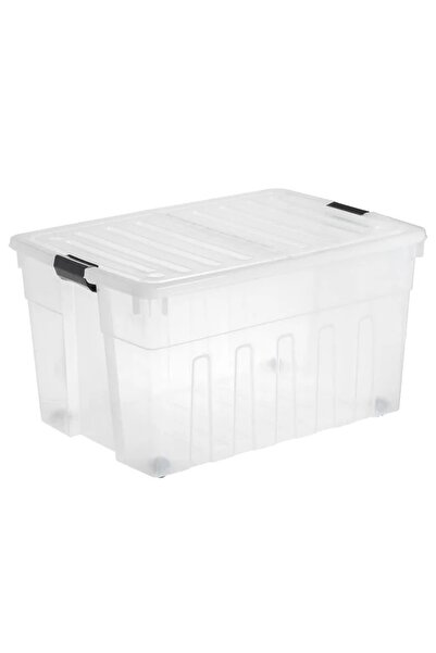 ELITECOMMERCEMARKET Transparent Plastic Storage Box with Folding Lid & Wheels...