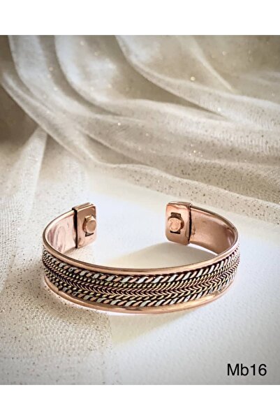 DİĞER1111 Hediyelik Özel Kutulu Saf Bakır Bileklik - El Örgüsü Motifli