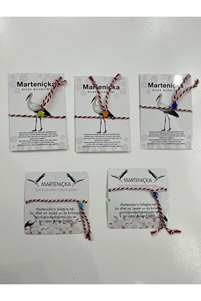 Vintage Takıhane Marteniçka Nazar Boncuklu Dilek Şans Bilekliği (KARTLI 5 ADET )