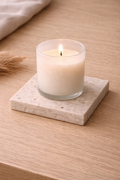 Marbello Kare Doğal Taş Mum Altlığı 8x8 cm | 4’lü Set