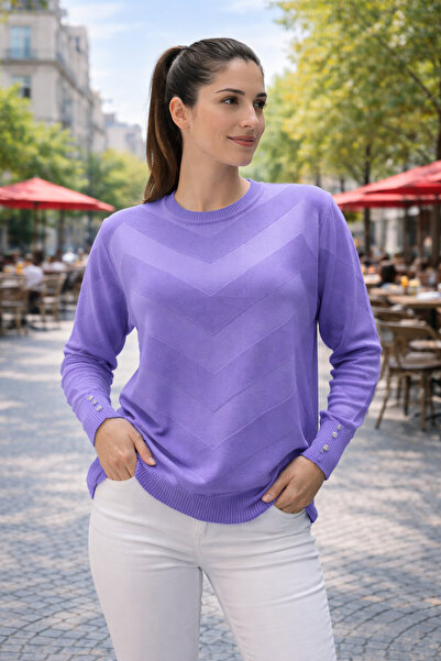 Stilmony سترة نسائية منقوشة بنمط متعرج من ميرسيريزد ستاندرد