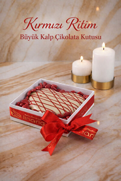 LİNARİA Kırmızı Ritim Büyük Kalp Çikolata Kutusu – Şık Sunumlu, El Yapımı Kal...