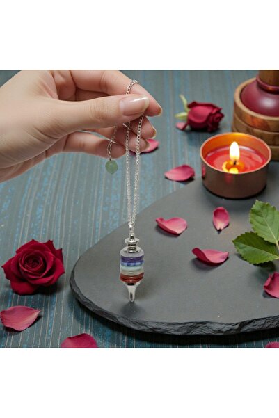 feyza collection 7 قطع من أقراص الشاكرا الحجرية الطبيعية باندول