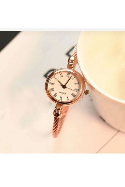 zerzembe Rose-siyah Ince Bileklik Yuvarlak Vintage&retro KADIN SAATİ